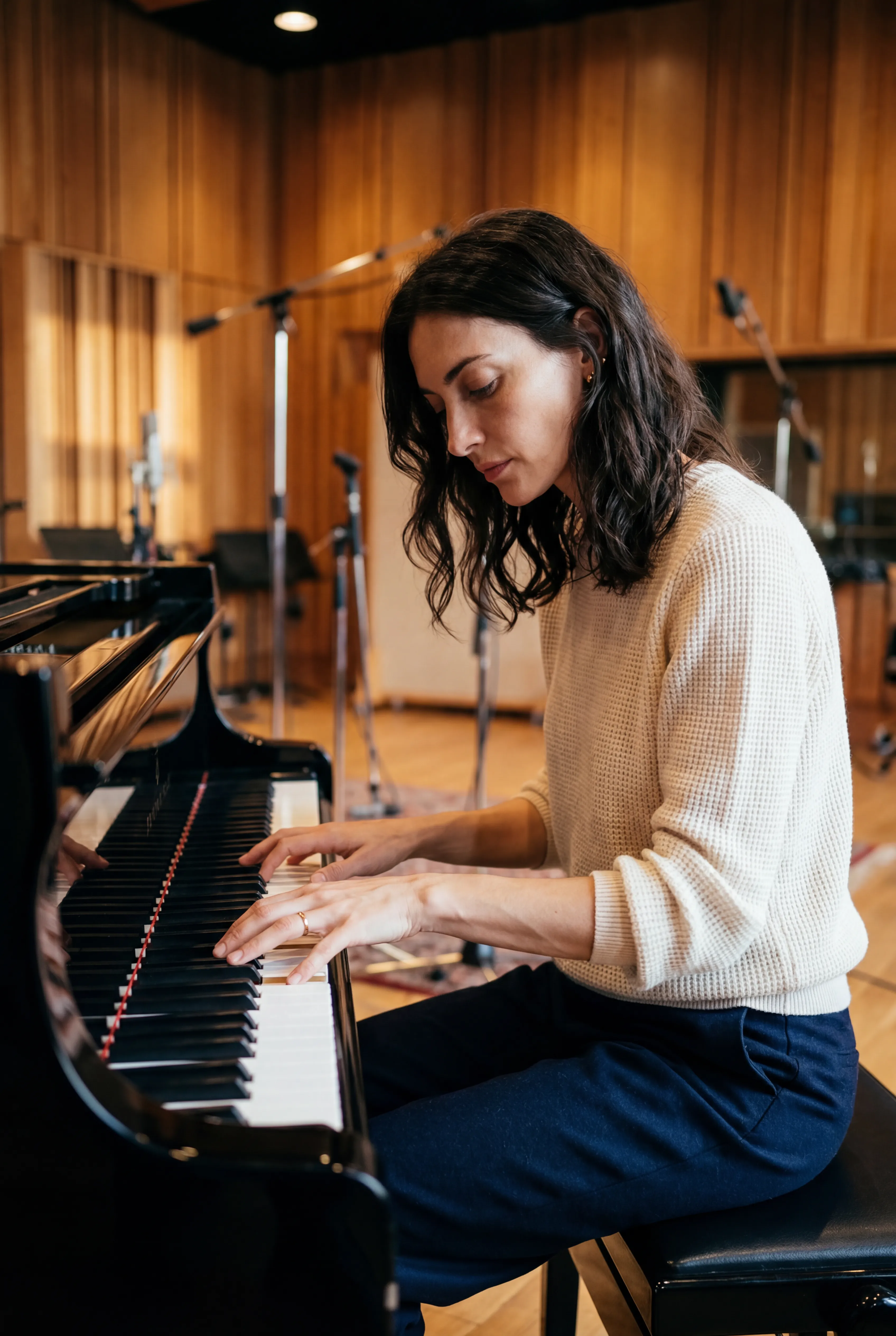 Iris Lambert at the keyboard in her Hackney studio.